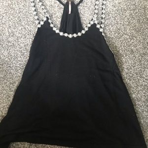 Black Tank with Daisy Detailing